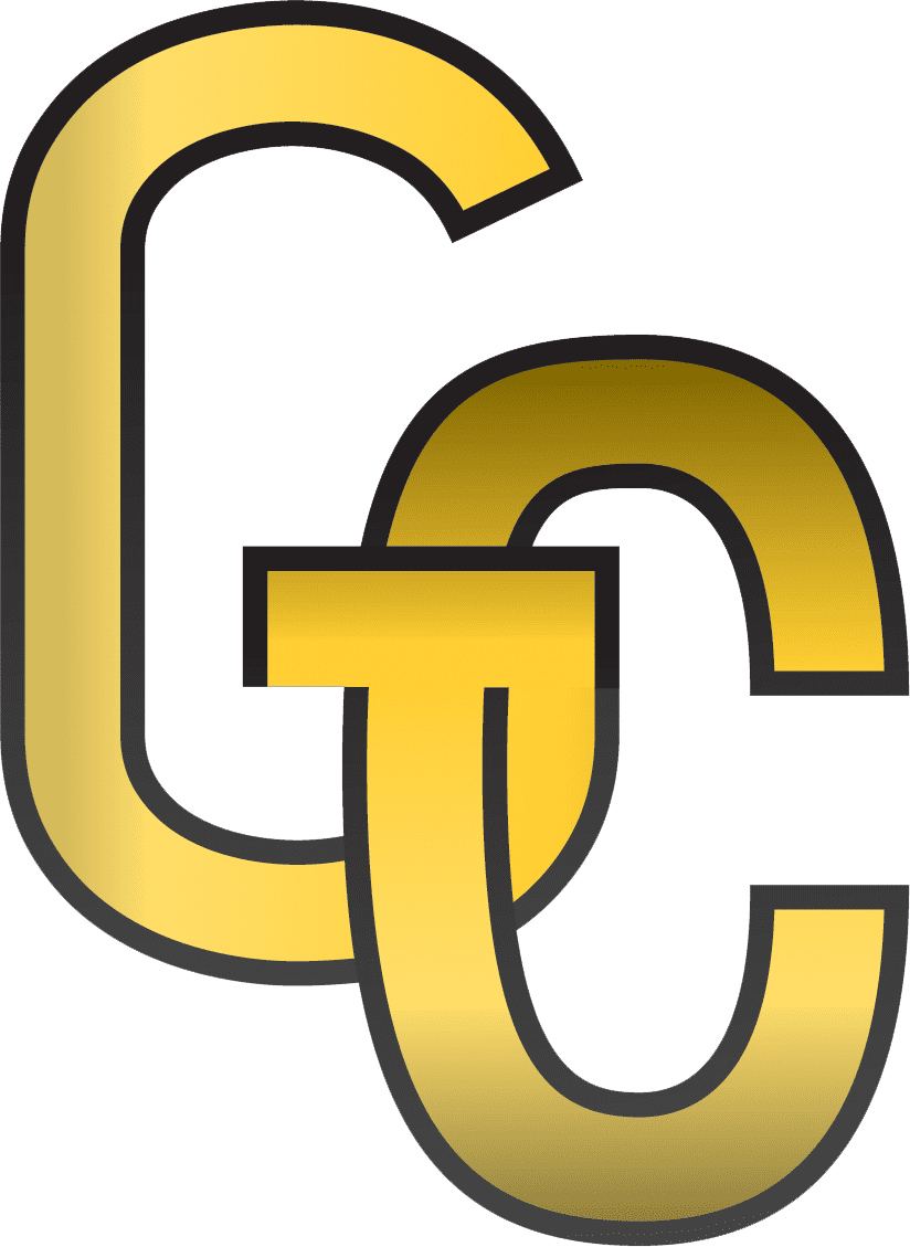 Logo with overlapping gold and black letters "G" and "C".